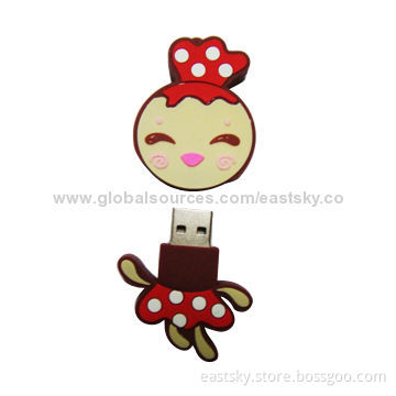 Custom Girl-shaped Thumb Drive, Made of Soft PVC Material, OEM Orders are WelcomeNew